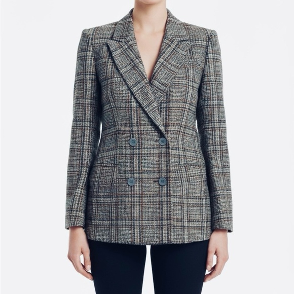 Vintage 80’s Casa de Lana 100% Virgin Wool Gray Plaid Jacket Blazer Size 5/6